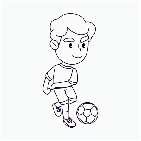 página para colorir menino bonito jogando futebol menino feliz