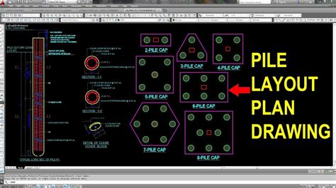 Pile Layout Plan And Section Detail Autocad Drawing Images And Photos