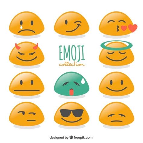 Free Vector Collection Of Flat Emoticons With Abstract Shape