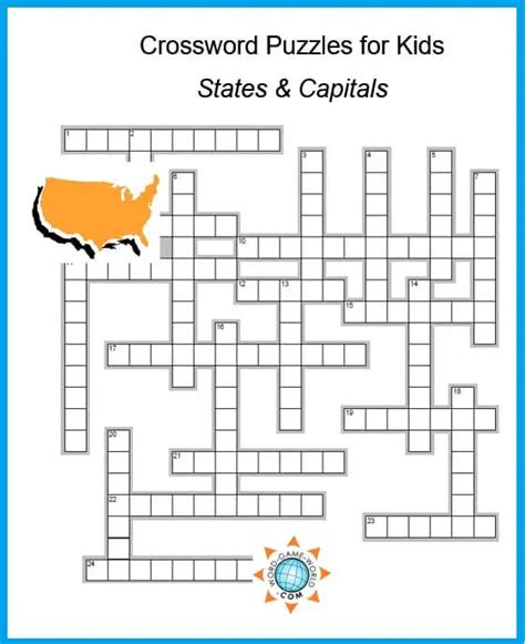 Crossword Puzzles For Kids States And Capitals