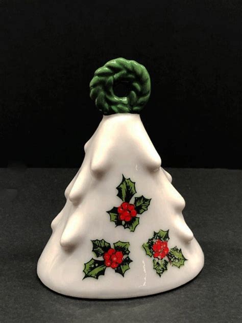 Porcelain Ceramic Lefton Christmas Tree Bell Wholly Leaves And Etsy