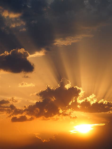 Sky Mood Afterglow Sunset Clouds Sun Rays Free Image Download