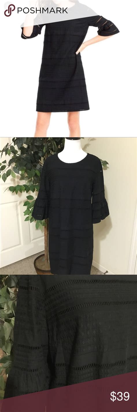 J Crew Black Cotton Dress With Bell Sleeves 6p A Great Casual Or Dressy