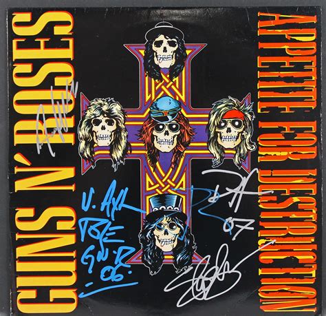 W 1987 roku ukazał się debiutancki album studyjny guns n' roses zatytułowany appetite for destruction. Lot Detail - Guns N' Roses Superb Group Signed Album ...