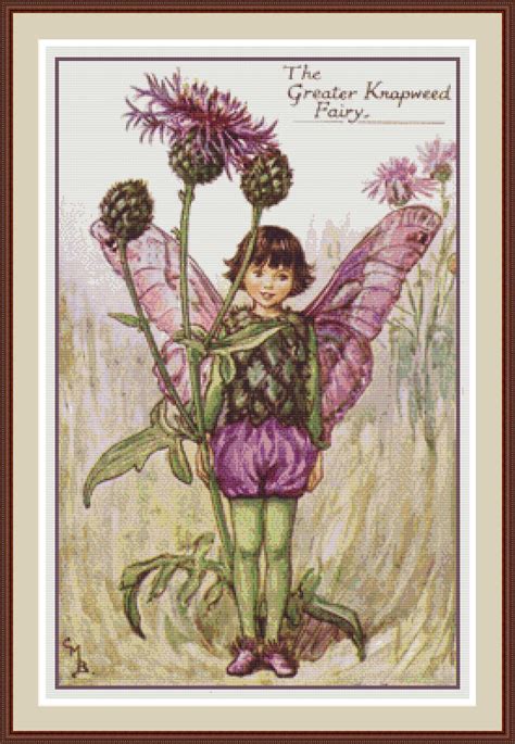 The Greater Knapweed Fairy Cross Stitch Pattern Embroidery Etsy