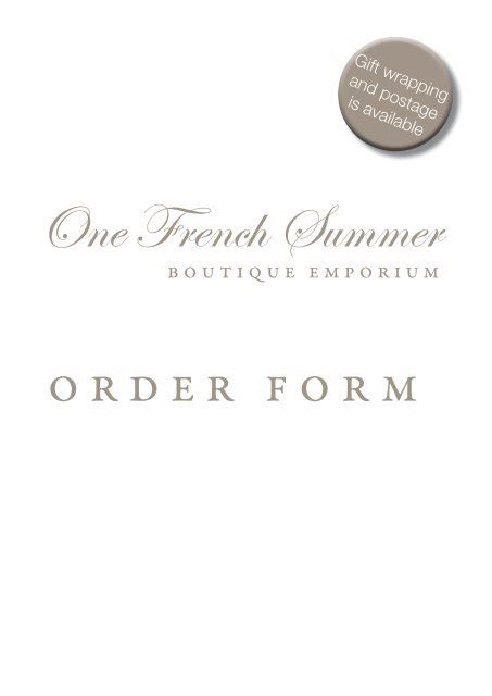 Order Form One French Summer