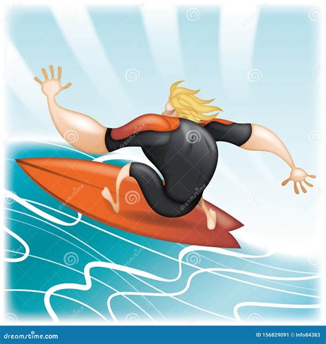 Pro Surfer Cartoon Character Riding Wave Stock Vector Illustration Of