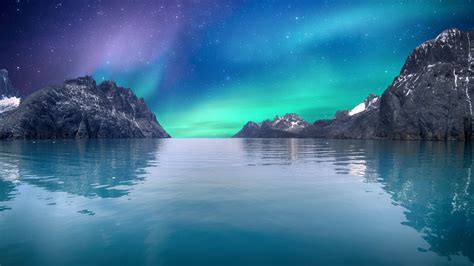Download 1280x720 Wallpaper Sea Sky Aurora Borealis Art Hd Hdv