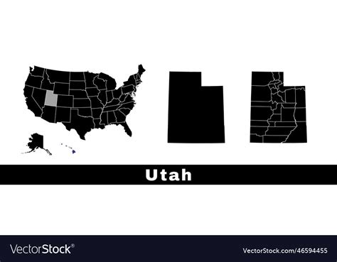 Utah State Map Usa Set Of Maps With Outline Vector Image