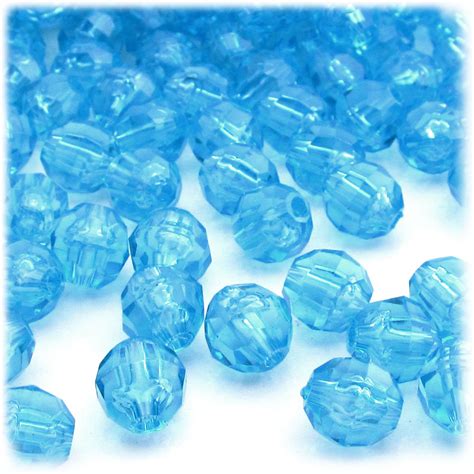 Plastic Faceted Beads Transparent 12mm 100 Pc Aqua Crafts Outlet
