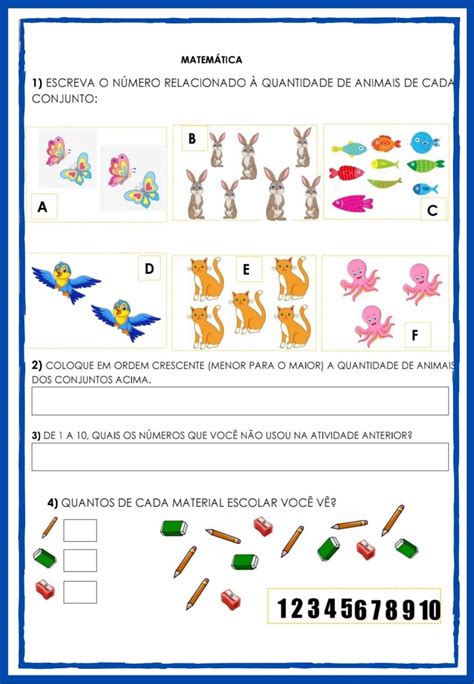 Apostila De Atividades De MatemÁtica Para O 1 Ano Atividades Para A