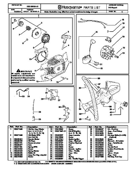 Husqvarna 450 Chainsaw Parts Manual