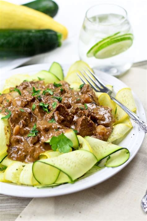 Maybe you would like to learn more about one of these? Lean Beef Stroganoff on Zucchini Ribbons | Recipe ...