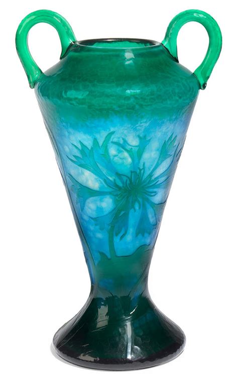 Bonhams A Daum Nancy Martelé Cameo Glass Two Handled Cornflower Vase