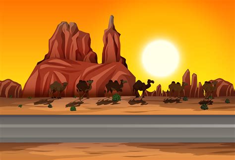 Desert Sunset Road Scene 297702 Download Free Vectors