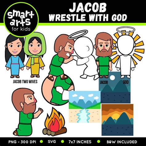 Jacob Wrestle With God Clip Art Bible Based Bible Etsy