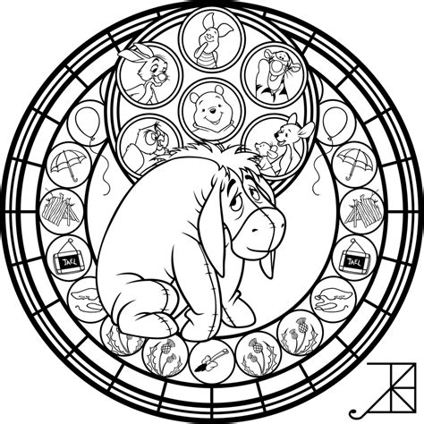 Stained glass coloring pages are a fun way for kids of all ages to develop creativity, focus, motor skills and color recognition. SG: Eeyore -line art- by Akili-Amethyst | Disney coloring ...