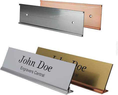 Amazon Com Office Desk Tabletop Name Plate Holder Base With A Matching Wall Door Mount Name