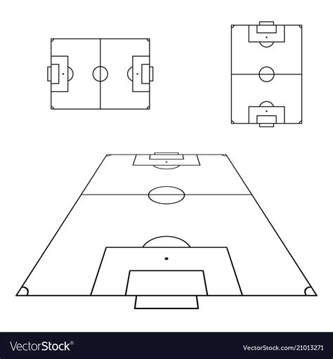 Sketch Of Soccer Fields Set Football Field Design Vector Image