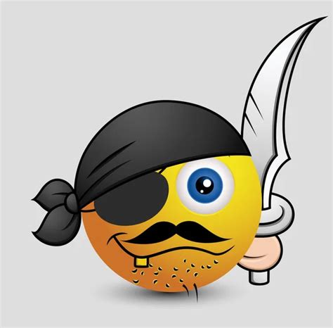 Capitán Pirata Emoji Smiley Emoticon — Archivo Imágenes Vectoriales