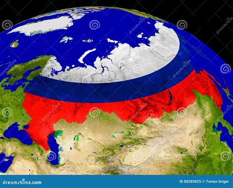 Russia With Flag On Earth Stock Illustration Illustration Of Flags