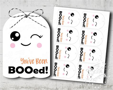 Printable Youve Been Booed Happy Halloween Cute Ghost T Tag Instant