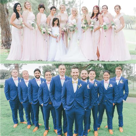 Blush Wedding Blue Suits Trajes Padrinho De Casamento Casamento