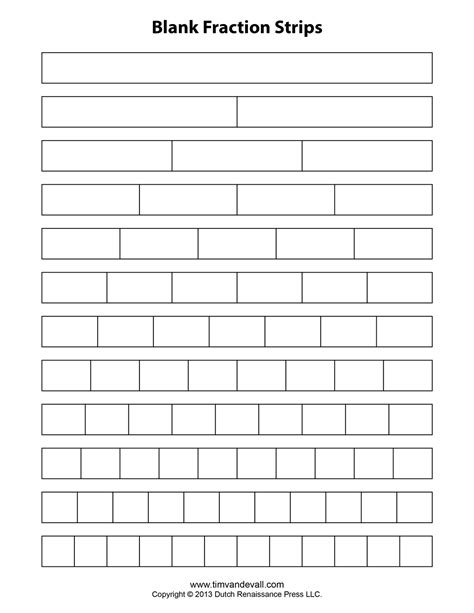 Fraction Strip Templates For Kids School Math Printables Tims