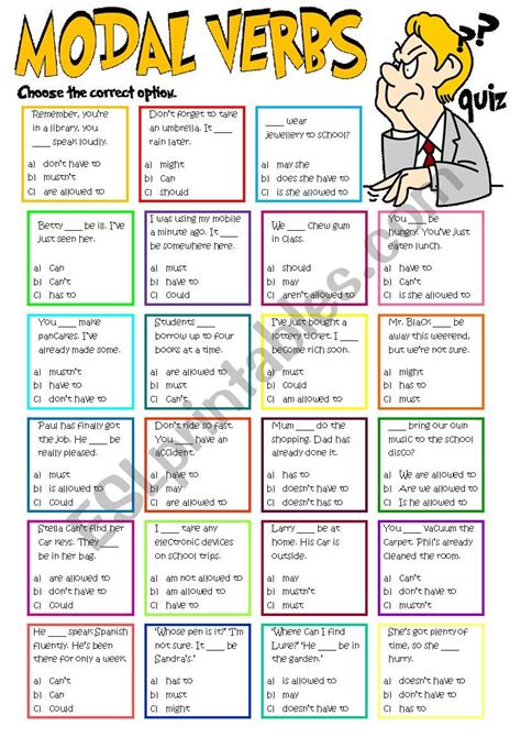 Modal Verbs Quiz KEY Included ESL Worksheet By Mada