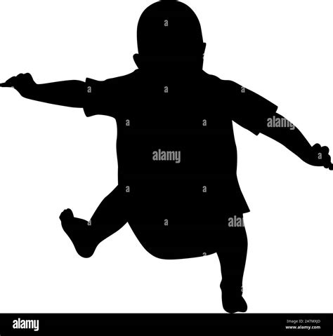 Ilustración Vectorial Silueta De Un Niño Feliz Jumpimg Imagen Vector