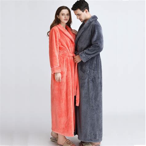 Women Extra Long Plus Size Soft As Silk Bath Robe Winter Thick Warm Flannel Bathrobe Kimono