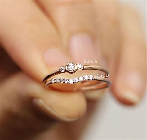 Diamond Ring Sets Simple Diamond Ring Stacking Ring Gold Small
