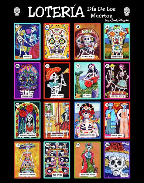 Loteria Dia De Los Muertos Painting By Candy Mayer Pixels