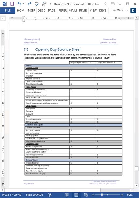 Business Plan Templates 40 Page Ms Word 10 Free Excel Spreadsheets