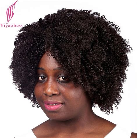 Yiyaobess 35cm 4 Afro Kinky Curly Hair Wigs For African American Women