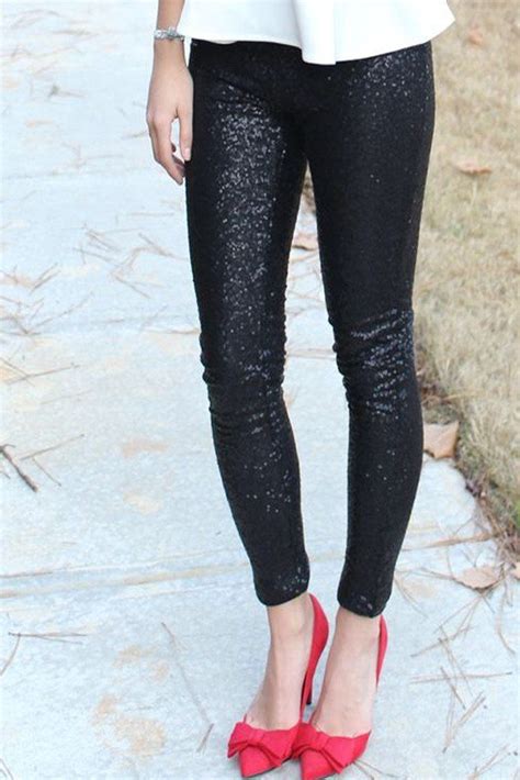 Style These Sequin Leggings From Shopluckyduck With A Neutral Basic Top