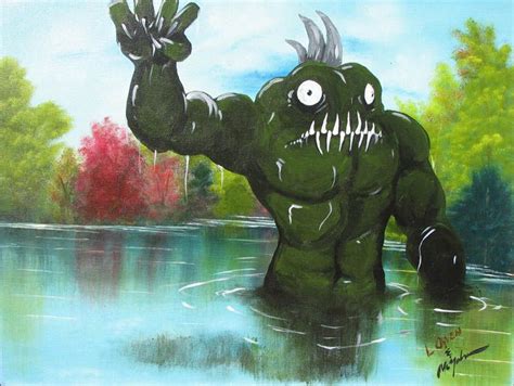 Adding Monsters To Thrift Store Landscape Paintings Chris Mcmahon