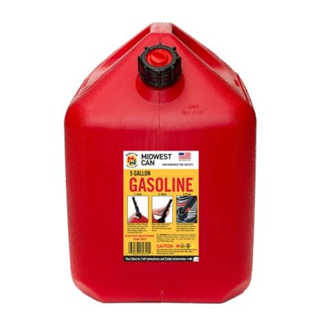 Midwest Can Company 5610 5 Gallon Gas Can Fuel Container Jugs W Spout