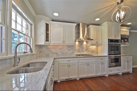 River White Granite Kitchen Countertops With Medium Dark Hardwood White Granite Kitchen