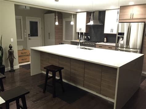 They provide a thick look to kitchen countertops and homes. Crystal Ice Quartz Counter from Vicostone with Waterfall ...
