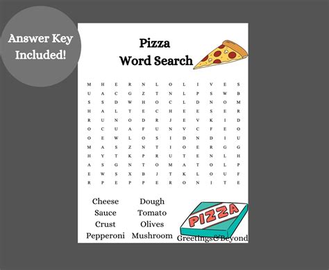 Printable Pizza Word Search Etsy