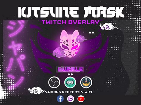 Animated Purple Kitsune Mask For Twitch Streamers Full Etsy Ireland