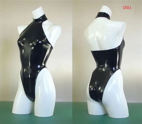 black high cut swimsuit high neck halter bodysuit one piece swimwear body suit latex catsuit