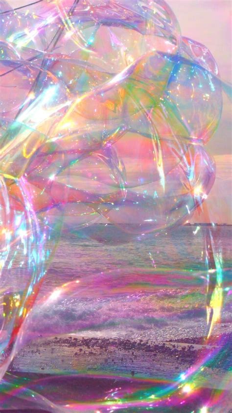 Themes Crystal Aesthetic Holographic Background Pink Wallpaper Girly