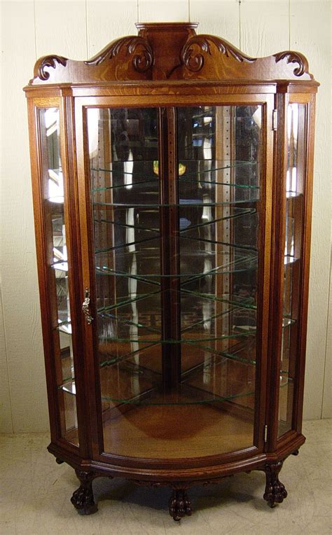 Rj Horner And Co Oak Corner China Cabinet With Beveled Glass Door And