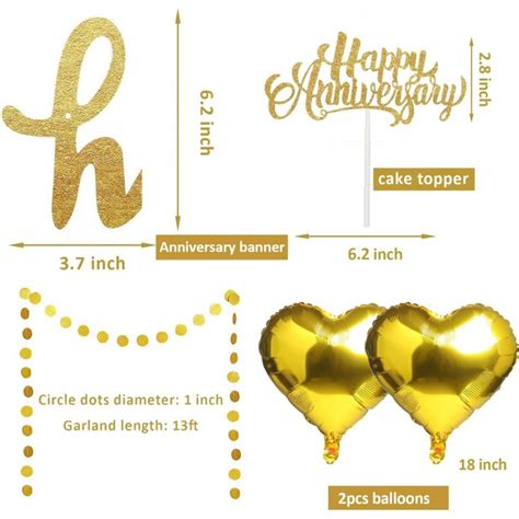Happy Anniversary Party Decorations Gold Happy Anniversary Banner