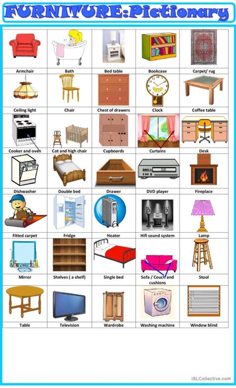 Furniture Pictionary Pictionary Pi English Esl Worksheets Pdf And Doc