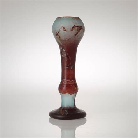 A Vallerysthal Art Nouveau Etched And Enamelled Cameo Glass Vase Germany Ca 1895 1900 Bukowskis
