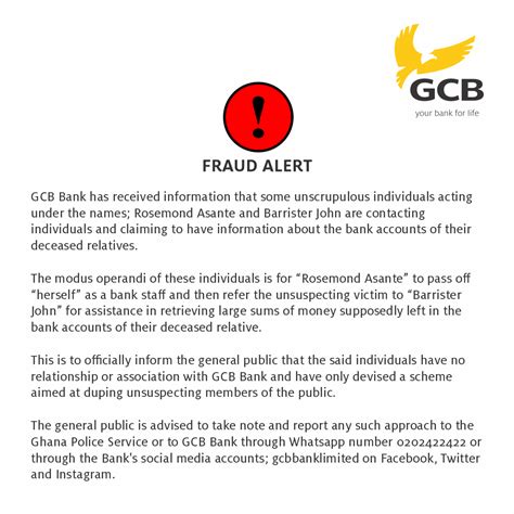 Fraud Alert Gcb Bank Plc