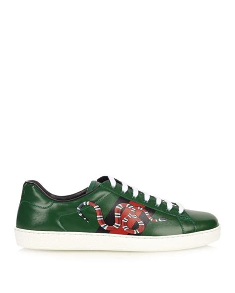 Gucci Ace Snake Print Leather Trainers In Green For Men Lyst